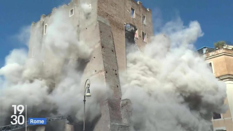 Effondrement partiel d’une tour médiévale à Rome près du Colisée : quatre blessés et opération de sauvetage prolongée